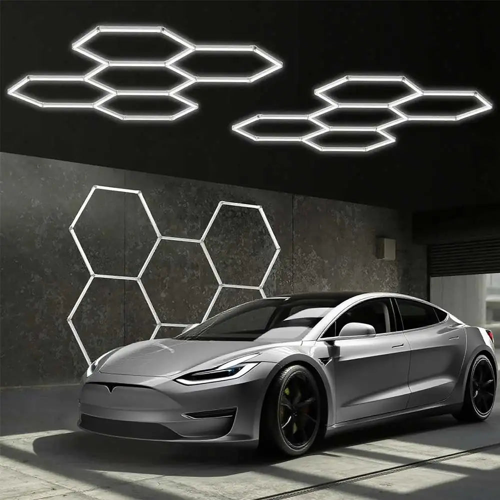 LumaGrid Modular Hexagon Lighting - 6500K Ultra Bright Hex Light, Honeycomb Light for Garage, Shop, Basement, Barber, Homegym